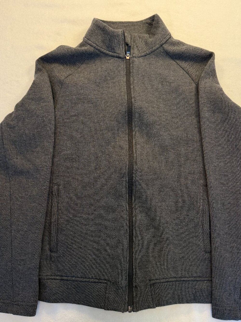 Mondetta Outdoor Project Jacket Mens Medium Gray Herringbone Full Zip Athletic